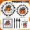 168 Pcs Thanksgiving Buffalo Plaid Disposable Party Supplies for 24 Guests (Plates, Napkins, Cups & Cutlery)